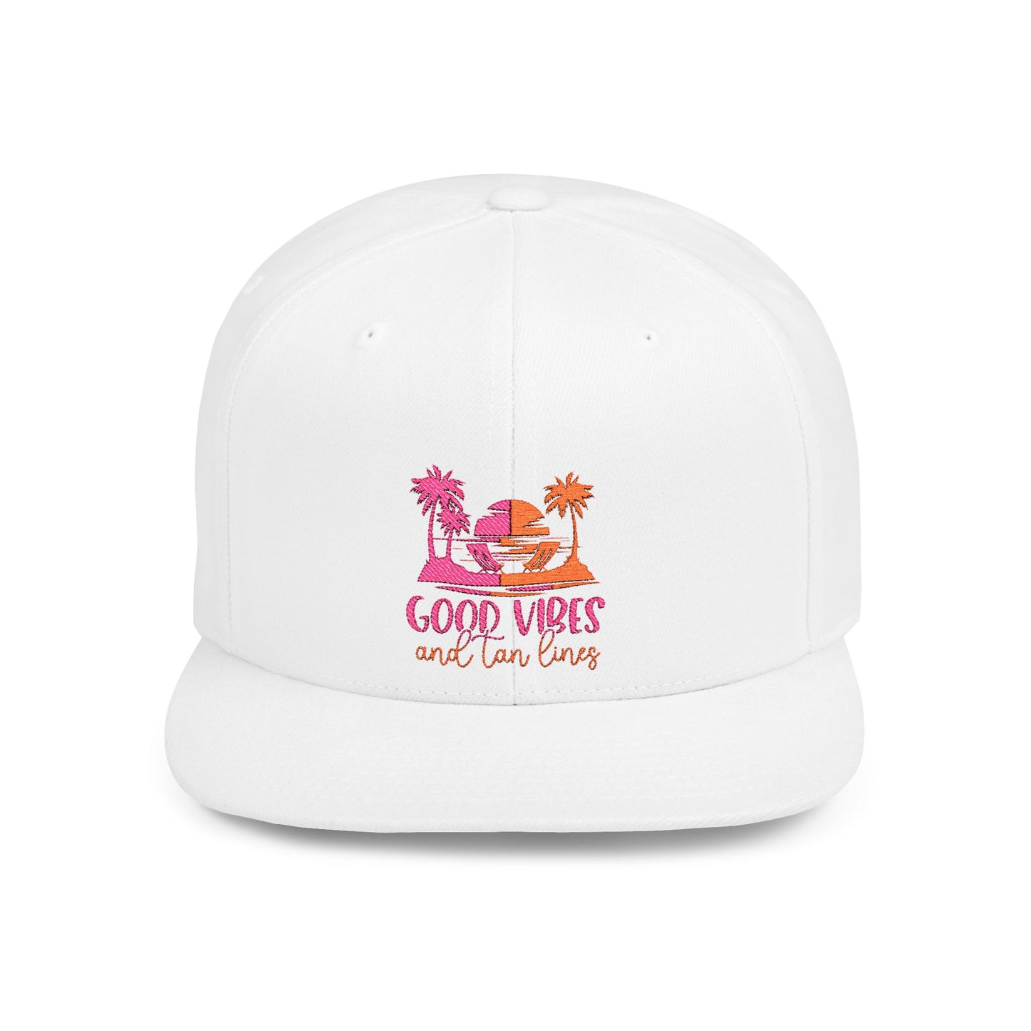 Good Vibes Flat Bill Snapback Hat – Trendy Summer Accessory, Beachwear, Gift Idea, Casual Style, Unisex Fashion