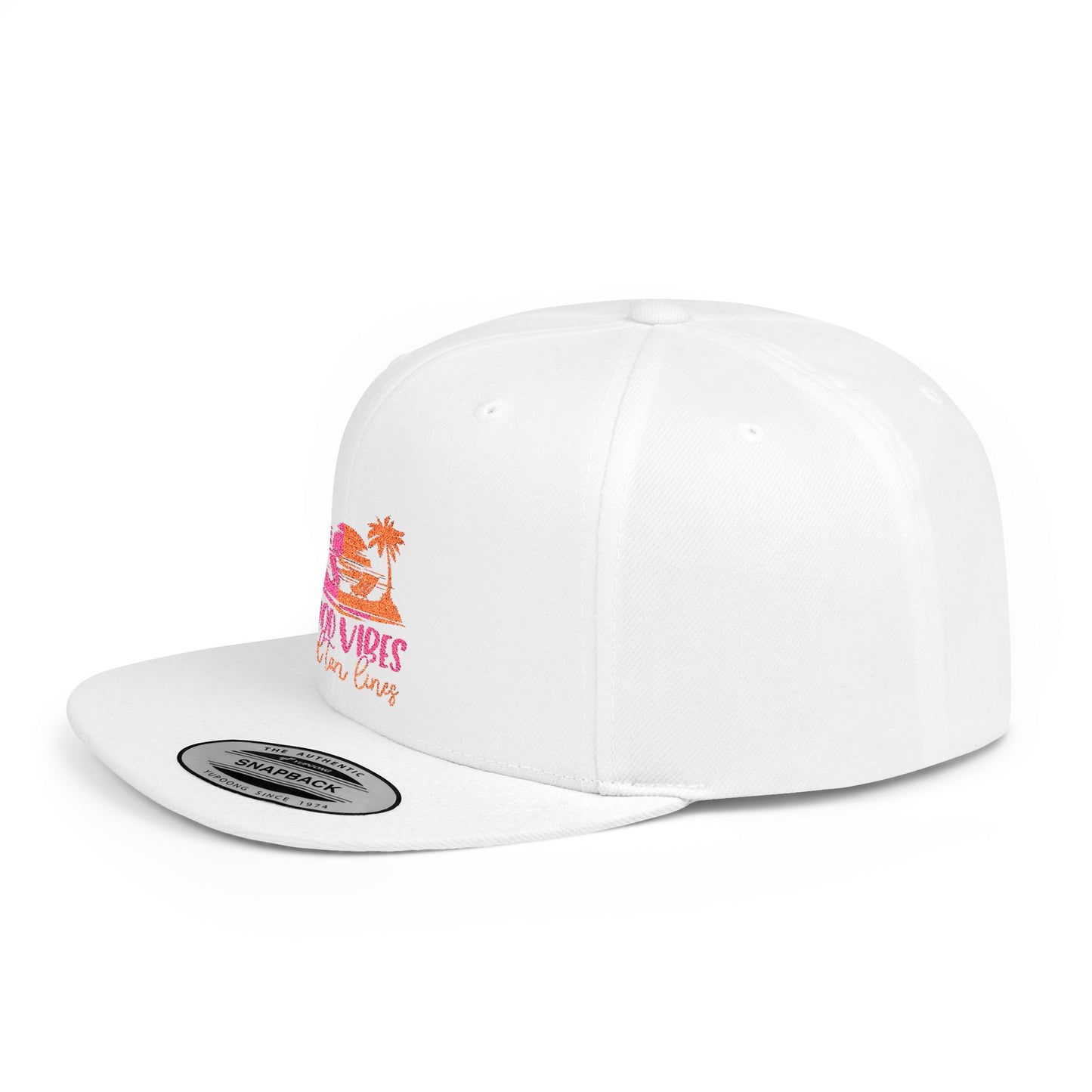 Good Vibes Flat Bill Snapback Hat – Trendy Summer Accessory, Beachwear, Gift Idea, Casual Style, Unisex Fashion