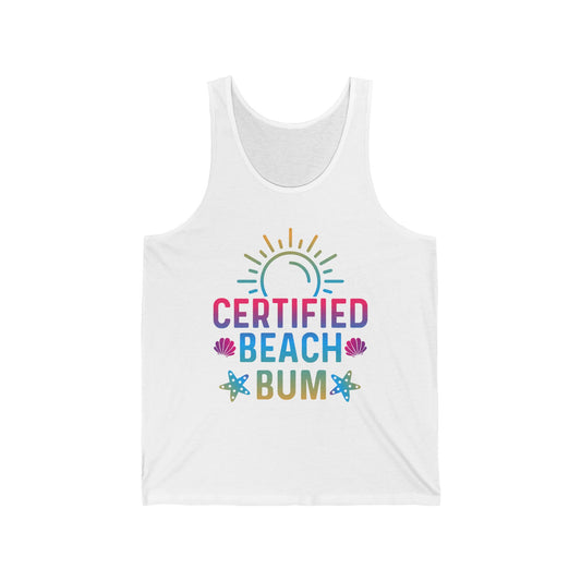 Certified Beach Bum Unisex Jersey Tank | Summer Vibes Shirt, Beach Lover Gift, Vacation Outfit, Casual Wear, Fun Gift